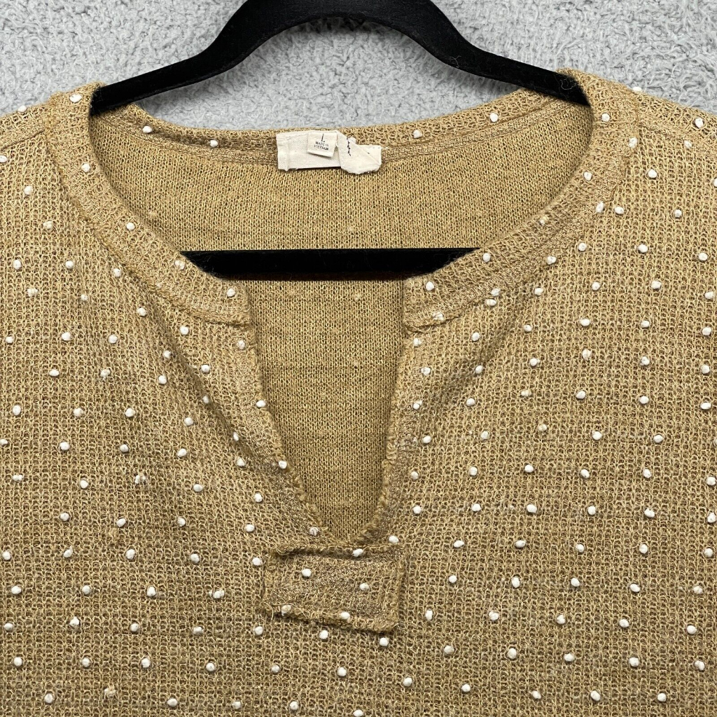 Áo len nữ lông vũ đan len dài tay, áo thu đông chấm bi tay chuông