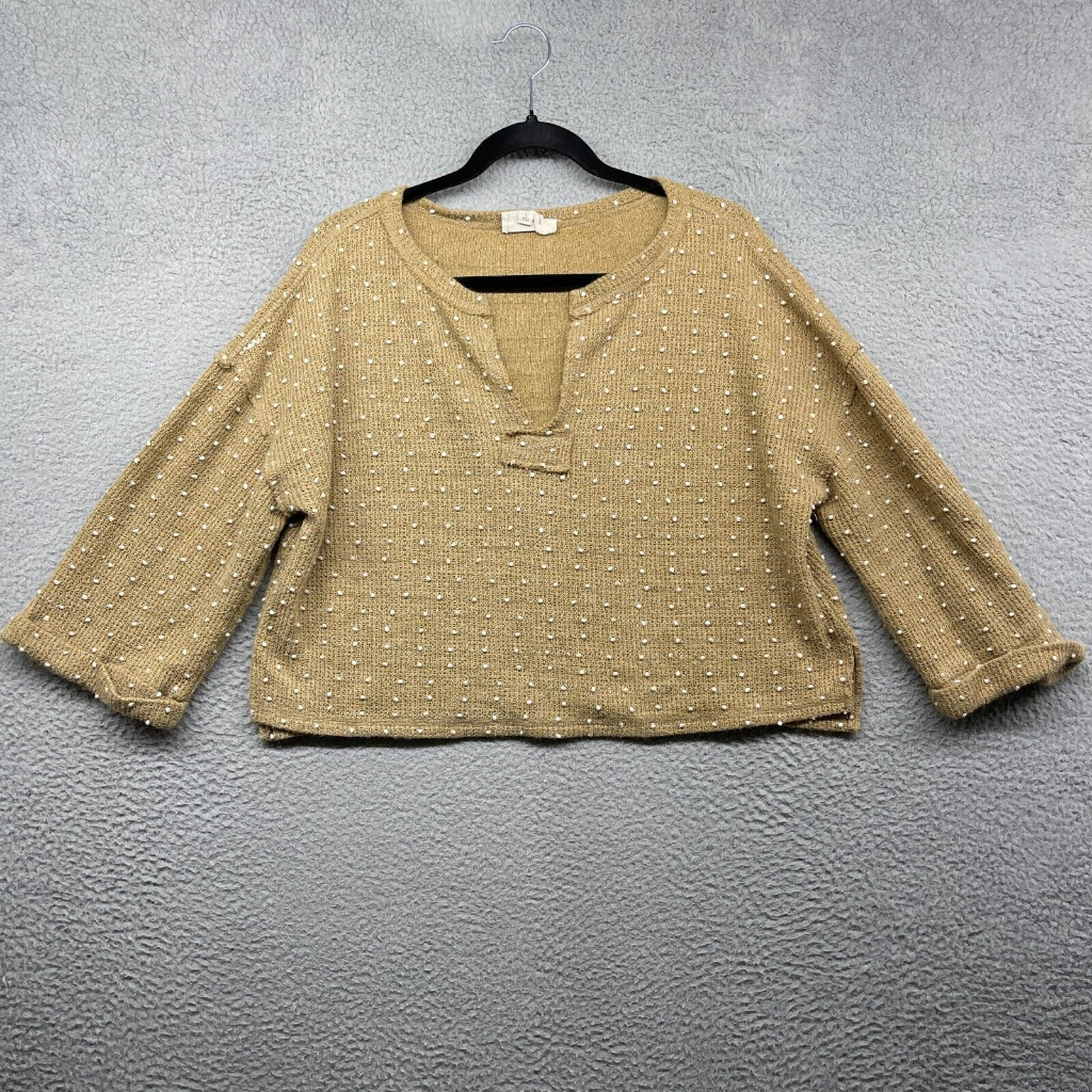 Áo len nữ lông vũ đan len dài tay, áo thu đông chấm bi tay chuông