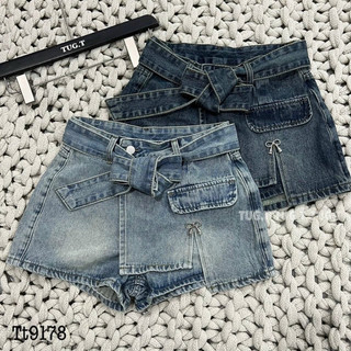 Quần short jean đùi nữ kèm dây thăt lưng siêu hot,Quần váy nơ eo