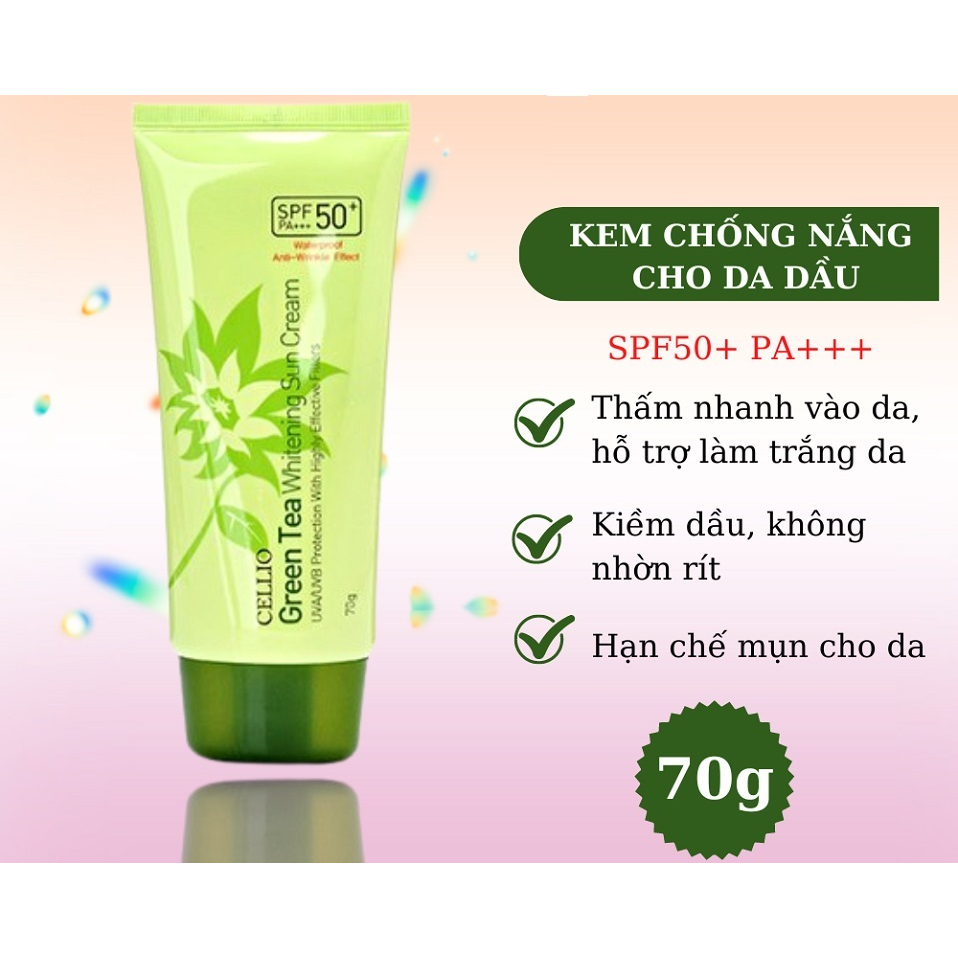 Kem Chống Nắng Cellio Sun Cream SPF50+ PA+++ 70g