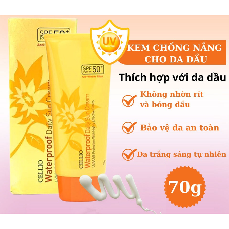 Kem Chống Nắng Cellio Sun Cream SPF50+ PA+++ 70g