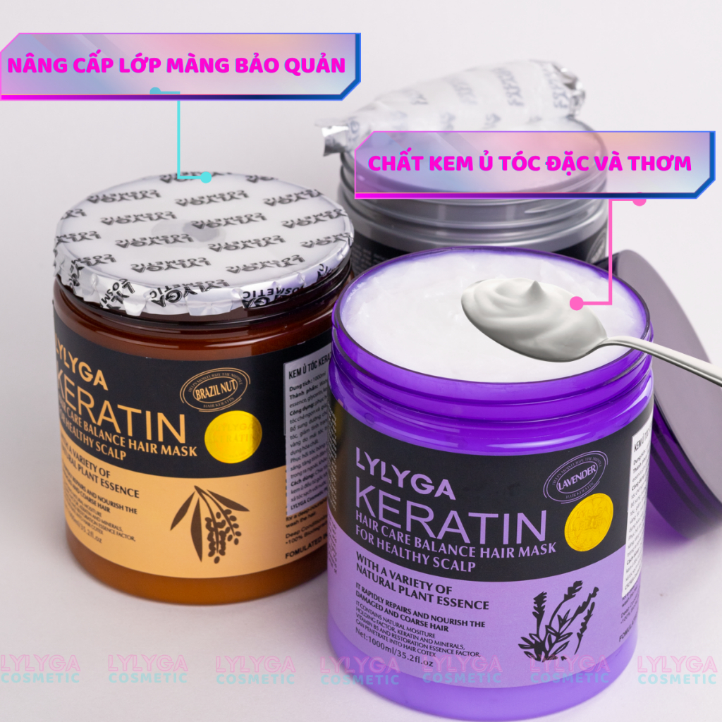 Kem ủ tóc KERATIN COLLAGEN 1000ML và 500ML LAVENDER BRAZIL NUT - Ủ hấp tóc cung cấp dưỡng chất KERATIN tự nhiên UT08