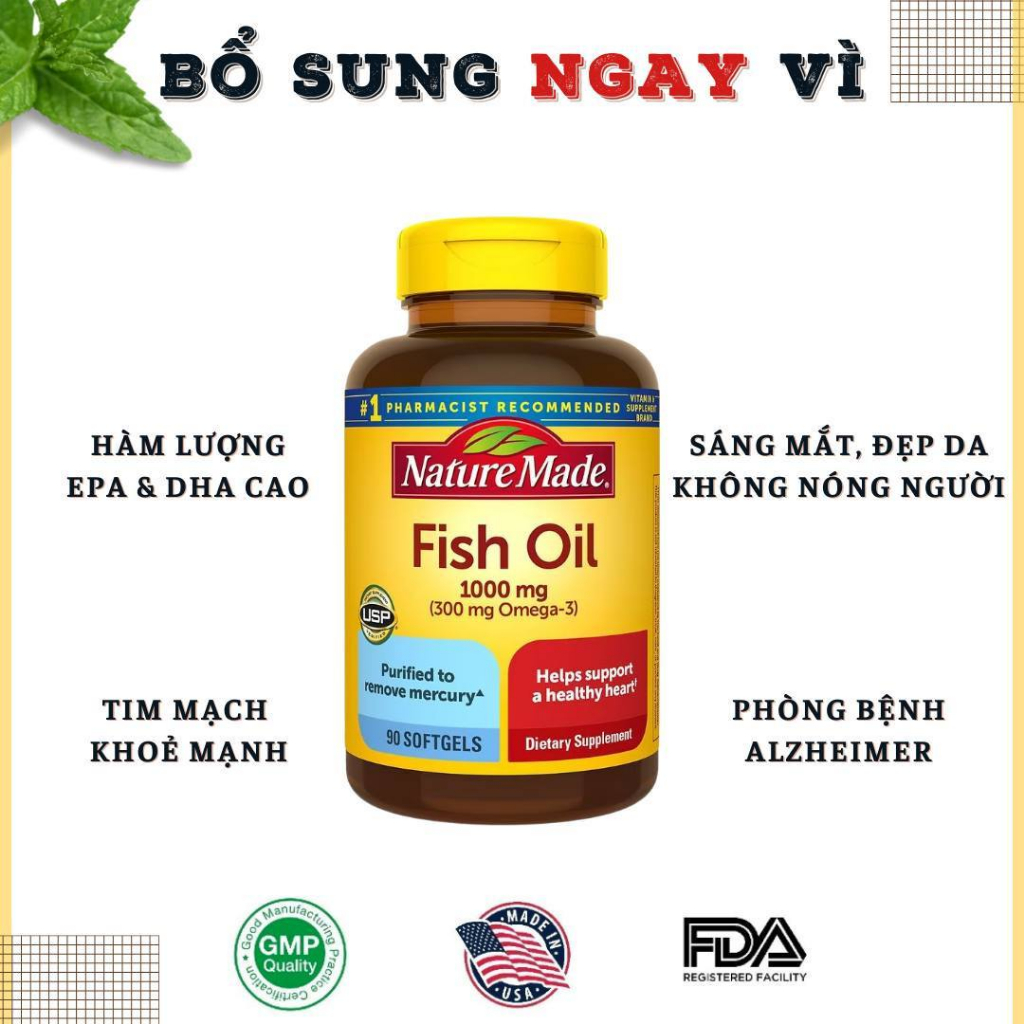 𝐃𝐚̂̀𝐮 𝐜𝐚́ 𝐍𝐚𝐭𝐮𝐫𝐞 𝐌𝐚𝐝𝐞 𝐅𝐢𝐬𝐡 𝐎𝐢𝐥 𝟏𝟎𝟎𝟎 𝐦𝐠 𝐒𝐨𝐟𝐭𝐠𝐞𝐥𝐬, 𝐡𝐨̣̂𝐩 𝟗𝟎 𝐯𝐢𝐞̂𝐧