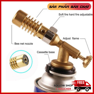 Đèn khò gas 1300 độ bằng đồng nguyên khối độ bền cao, đèn khò ga mini cao cấp