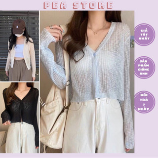Áo cadigan len mỏng viền bèo Hàn quốc Pea store