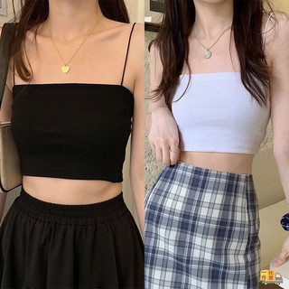 Áo hai dây nữ kiểu hàn quốc có mút đệm sợi bún áo 2 dây kiểu đẹp sexy sang chảnh màu trắng, đen giá rẻ bán chạy