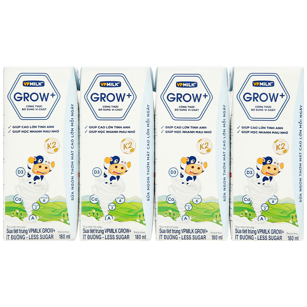 Sữa Tiệt Trùng VPMilk Grow+ 180 ml - Vị ngẫu nhiên