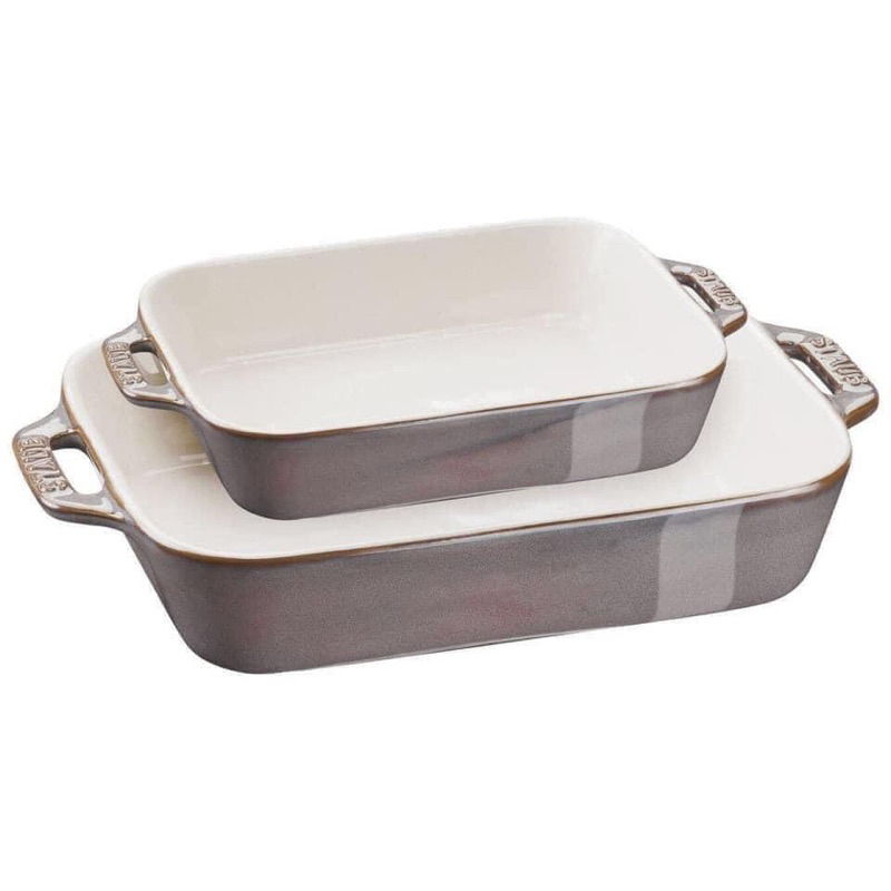 SET 2 KHAY GỐM CHỮ NHẬT BỎ LÒ STAUB