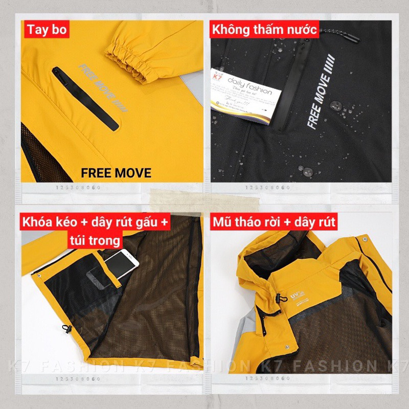 Áo khoác nam nữ phối màu chống nước cản gió