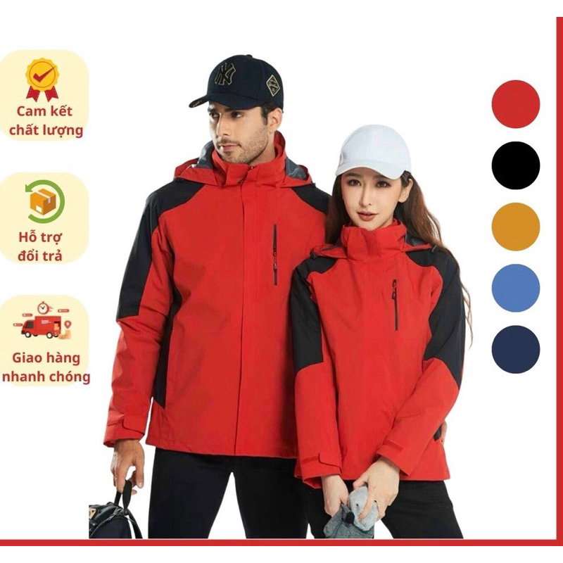 Áo khoác nam nữ phối màu chống nước cản gió