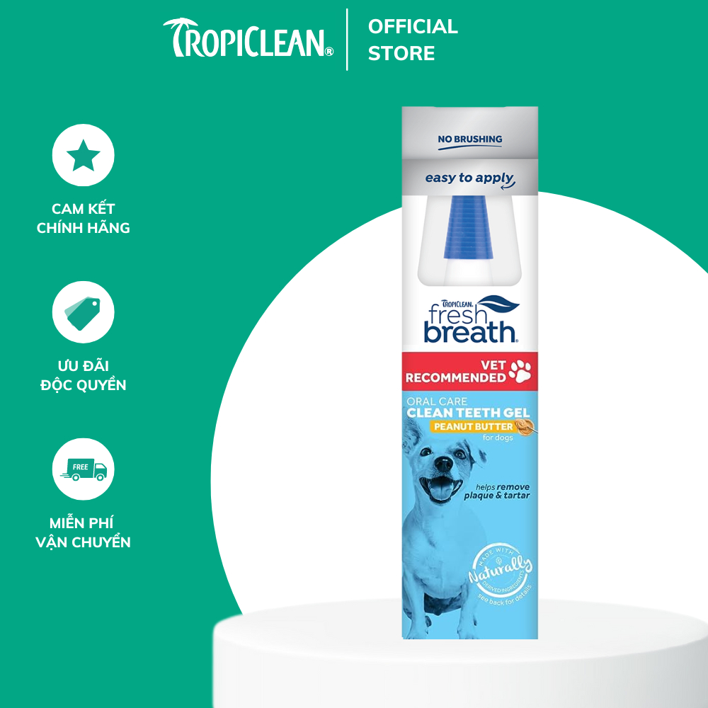 Gel vệ sinh răng miệng loại bỏ cao răng mảng bám cho chó Tropiclean Vet nha khoa 59ml