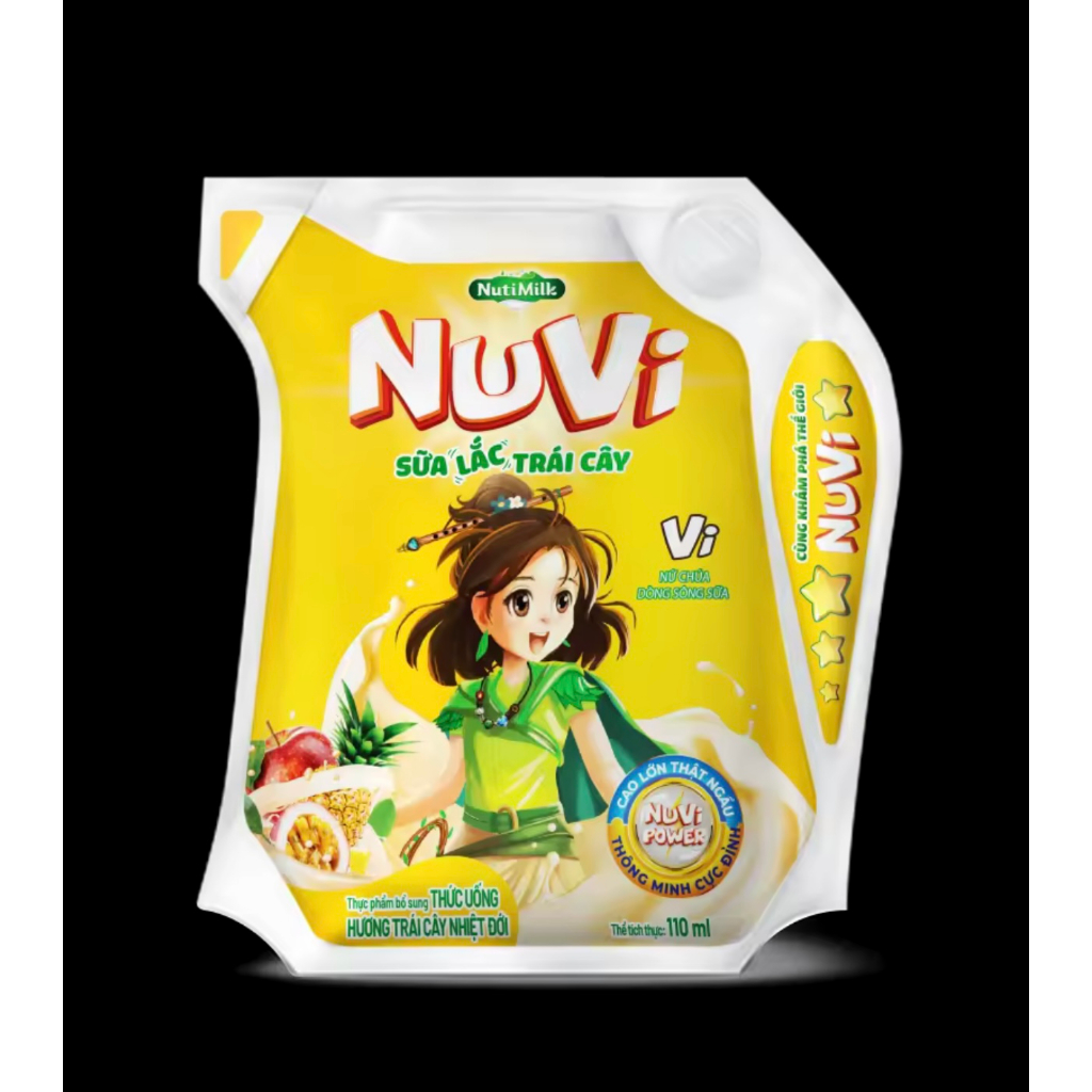 1 túi NuVi Sữa lắc trái cây hương Trái Cây Nhiệt Đới túi NuVi Power 110 ml