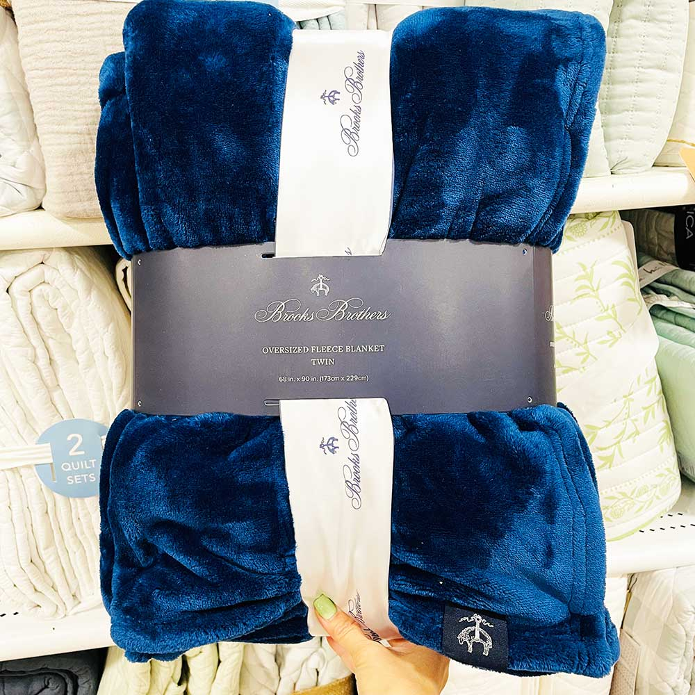 Chăn Brooks Brothers Oversized Fleece Twin Size, Navy
