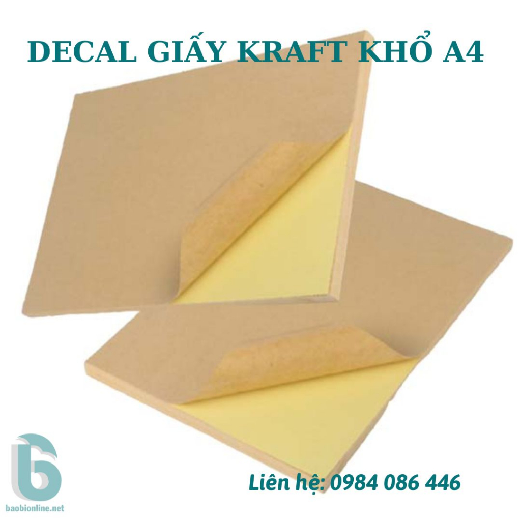 50 TỜ DECAL MÀU GIẤY KRAFT KHỔ A4 A5 A6, DECAL IN MỰC NƯỚC, DECAL IN NHÃN HANDMADE - BAOBIONLINE