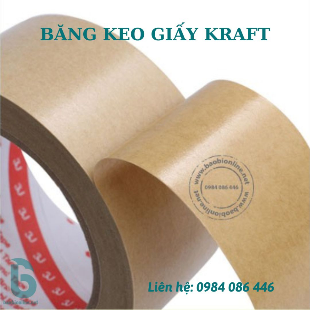 BĂNG KEO DÍNH GIẤY DA BÒ, KRAFT 5 x 40CM | VÁ / DÁN THÙNG CARTON - BAOBIONLINE