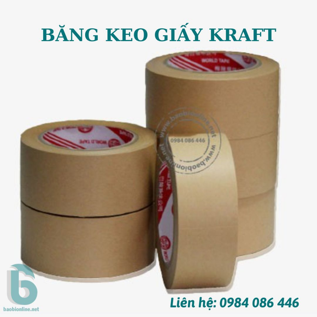 BĂNG KEO DÍNH GIẤY DA BÒ, KRAFT 5 x 40CM | VÁ / DÁN THÙNG CARTON - BAOBIONLINE
