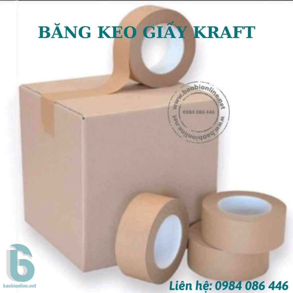 BĂNG KEO DÍNH GIẤY DA BÒ, KRAFT 5 x 40CM | VÁ / DÁN THÙNG CARTON - BAOBIONLINE