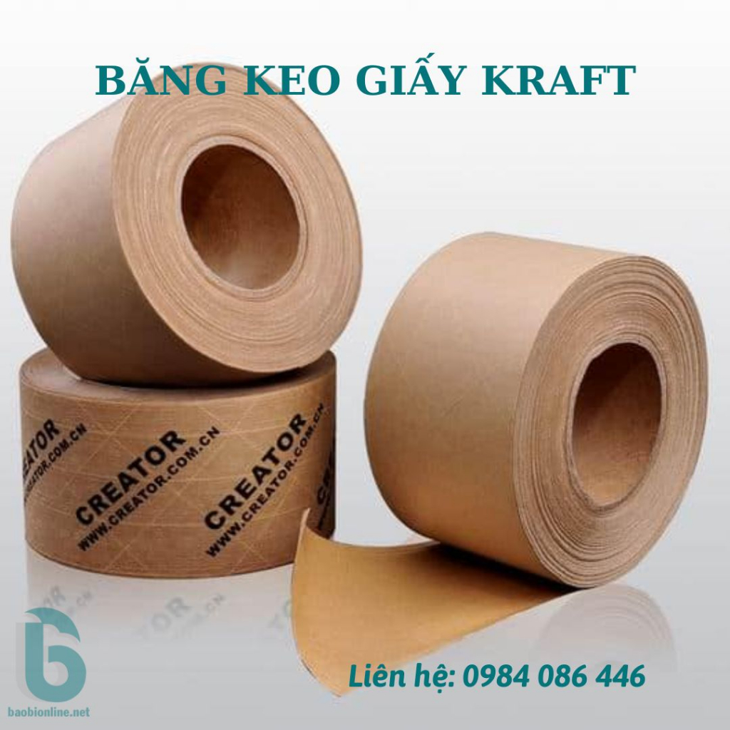 BĂNG KEO DÍNH GIẤY DA BÒ, KRAFT 5 x 40CM | VÁ / DÁN THÙNG CARTON - BAOBIONLINE
