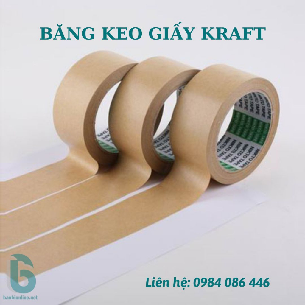 BĂNG KEO DÍNH GIẤY DA BÒ, KRAFT 5 x 40CM | VÁ / DÁN THÙNG CARTON - BAOBIONLINE