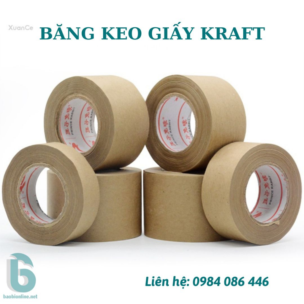 BĂNG KEO DÍNH GIẤY DA BÒ, KRAFT 5 x 40CM | VÁ / DÁN THÙNG CARTON - BAOBIONLINE