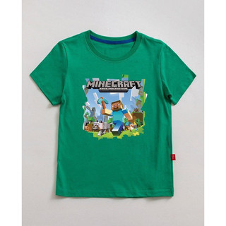 Áo thun cotton cộc tay hình Minecraft cho bé