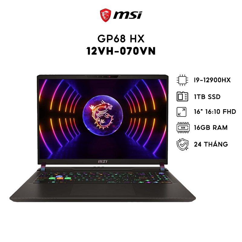Laptop (Gaming) MSI GP68 HX 12VH-070VN, I9-12900HX, 1TB, 64GB, RTX 4080 12GB, 16" 16:10 FHD - Ship hỏa tốc