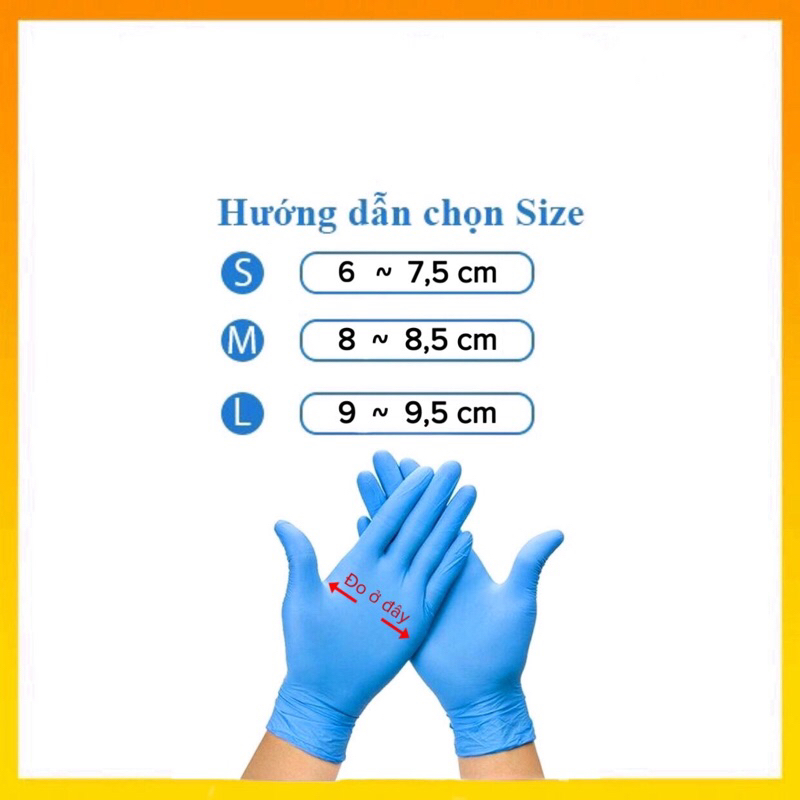 Găng tay cao su nitrile xanh siêu dai không bột hộp 100 chiếc nhám ngón