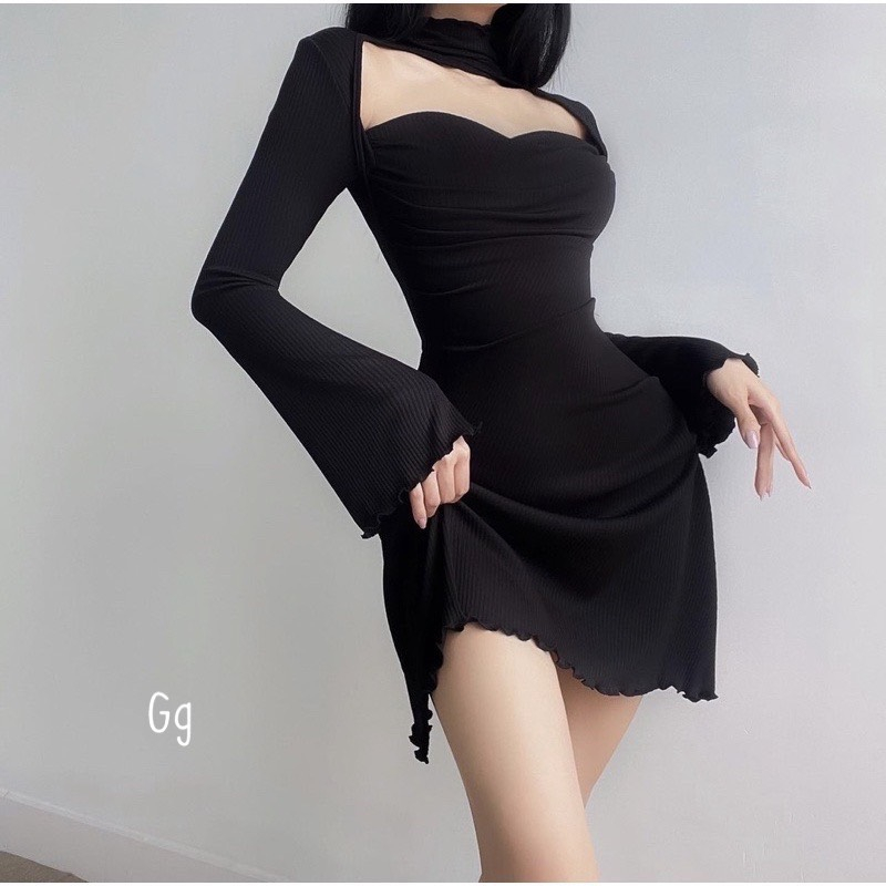 Đầm Body Dài Tay Chất Thun Gân Siêu Hách Dáng MK3541