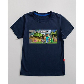 Áo thun cotton cộc tay hình Minecraft cho bé