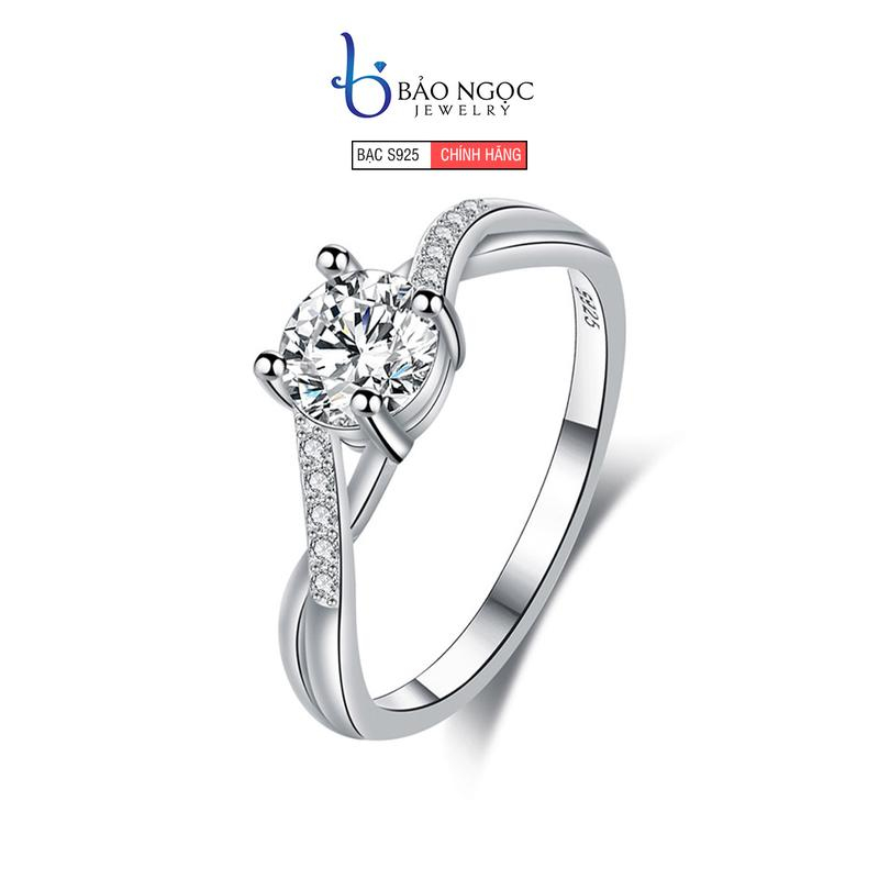 Nhẫn bạc nữ 925 đính đá sang trọng thiết kế xoắn vô cực trẻ trung dự tiệc - N2906 - Bảo Ngọc Jewelry