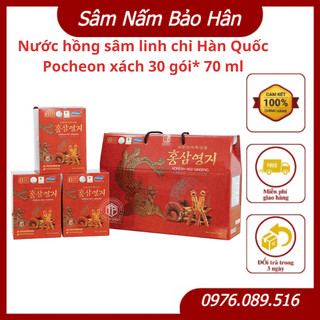 Nước hồng sâm linh chi Hàn Quốc Pocheon xách 30 gói* 70 ml