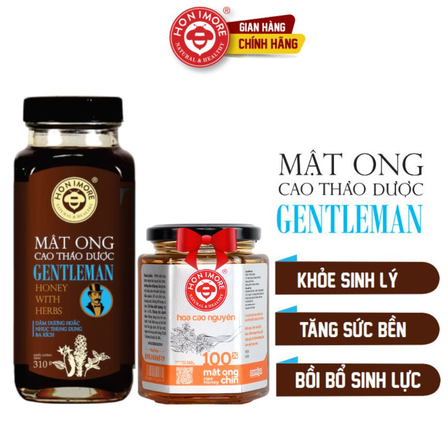 Combo Mật ong rừng cao thảo dược Gentleman 310g + 1 Mật ong nguyên chất Honimore 360g