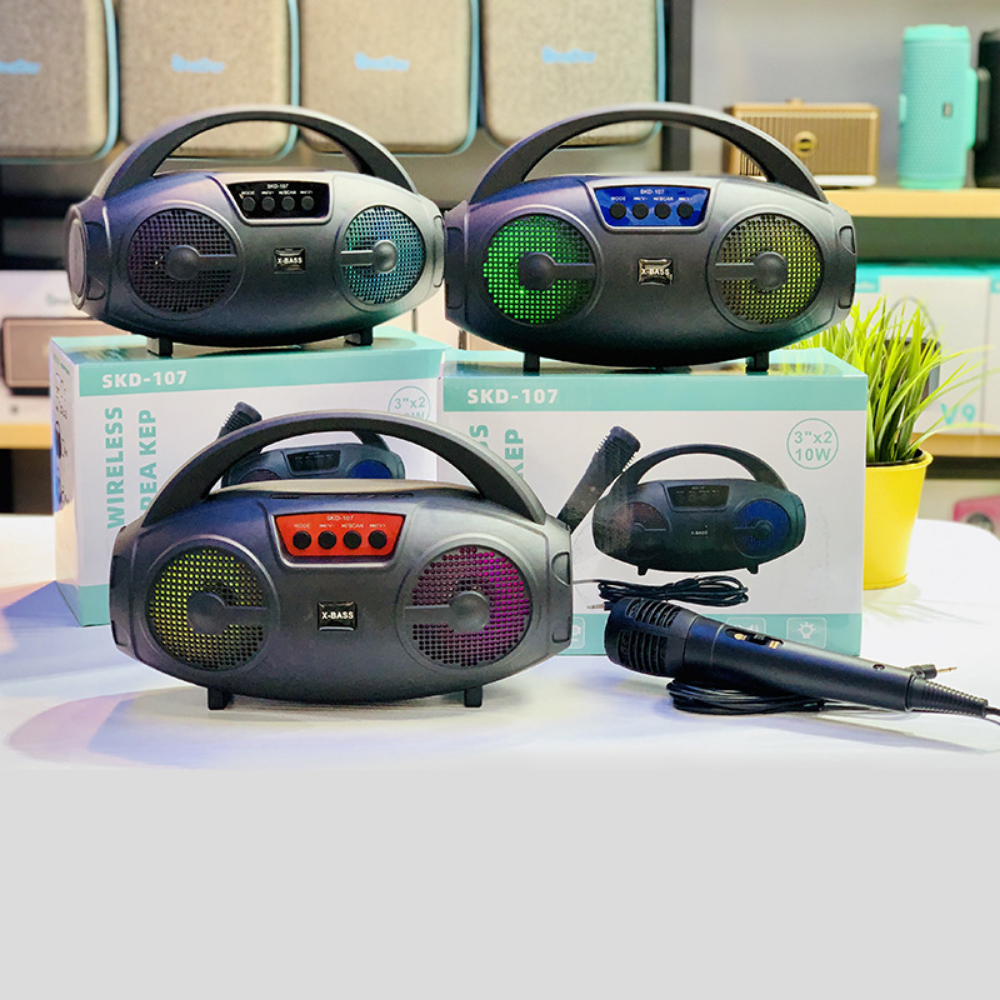 Loa Hát Karaoke Bluetooth SKD107 Tặng Kèm Míc Hát Sạc Pin Tiện Dụng, Âm Bass Mạnh Hát Cực Hay, Bảo Hành 12 Tháng