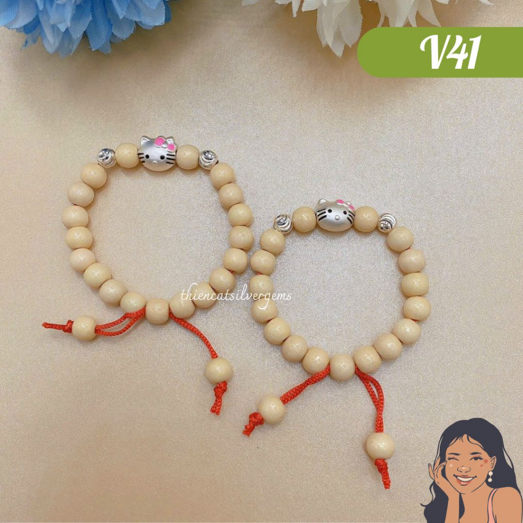 V41 Vòng dâu tằm trừ tà cho bé Bạc thật nguyên chất Thiên Cát