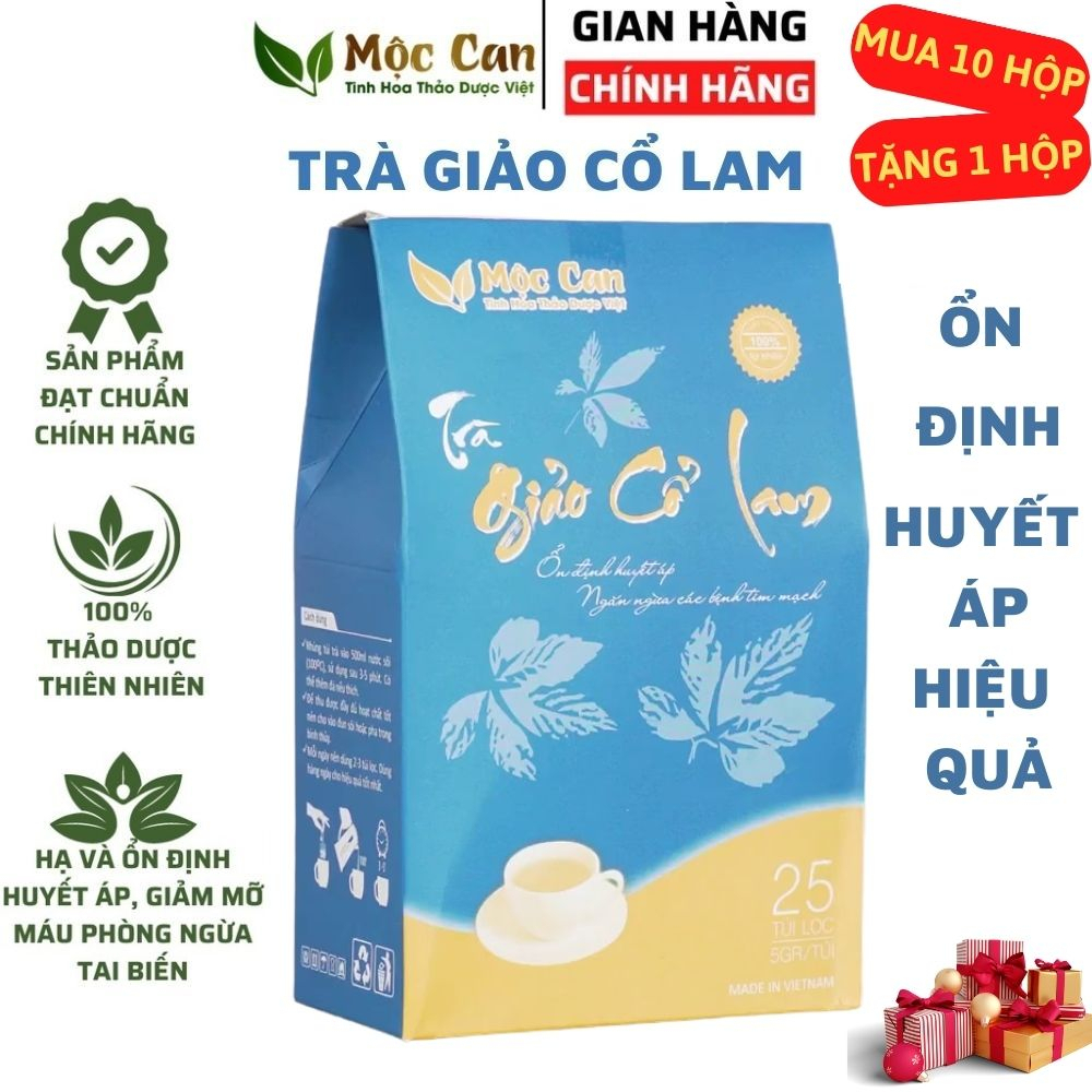 Trà Giảo Cổ Lam Mộc Can ổn định huyết áp, giảm mỡ máu, ngăn xơ vữa mạch máu, hỗ trợ bình ổn huyết áp hộp 25 túi lọc