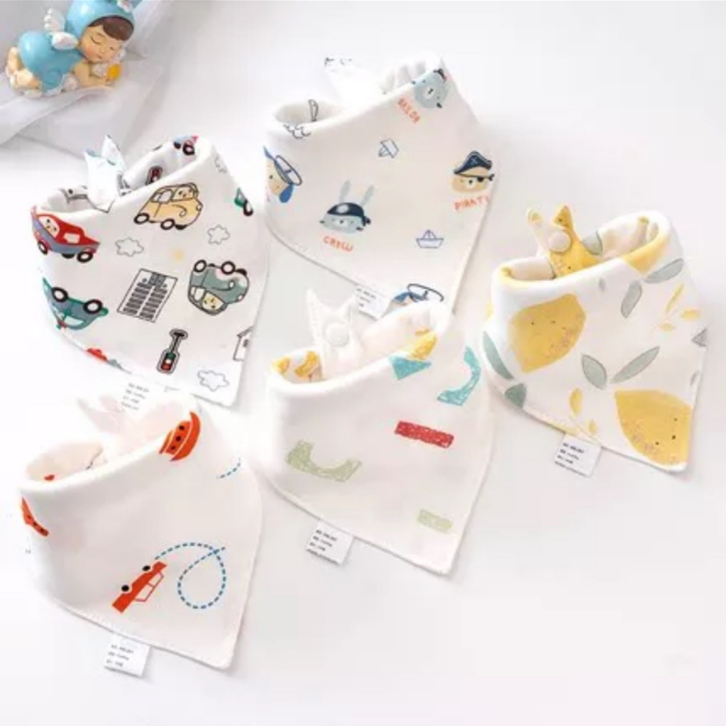 Khăn yếm tam giác mềm mịn giữ ấm cổ chất cotton hai nấc nút bấm thấm hút tốt cho bé sơ sinh