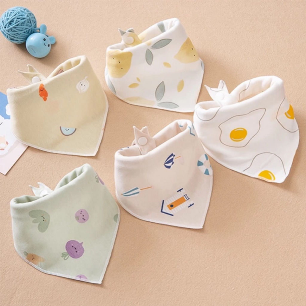 Khăn yếm tam giác mềm mịn giữ ấm cổ chất cotton hai nấc nút bấm thấm hút tốt cho bé sơ sinh