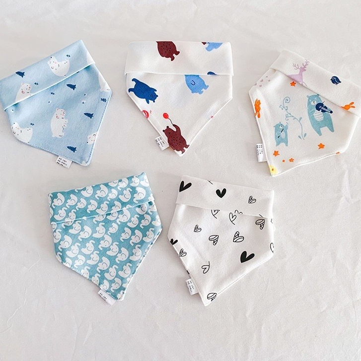 Khăn yếm tam giác mềm mịn giữ ấm cổ chất cotton hai nấc nút bấm thấm hút tốt cho bé sơ sinh