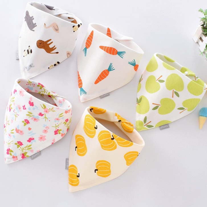 Khăn yếm tam giác mềm mịn giữ ấm cổ chất cotton hai nấc nút bấm thấm hút tốt cho bé sơ sinh