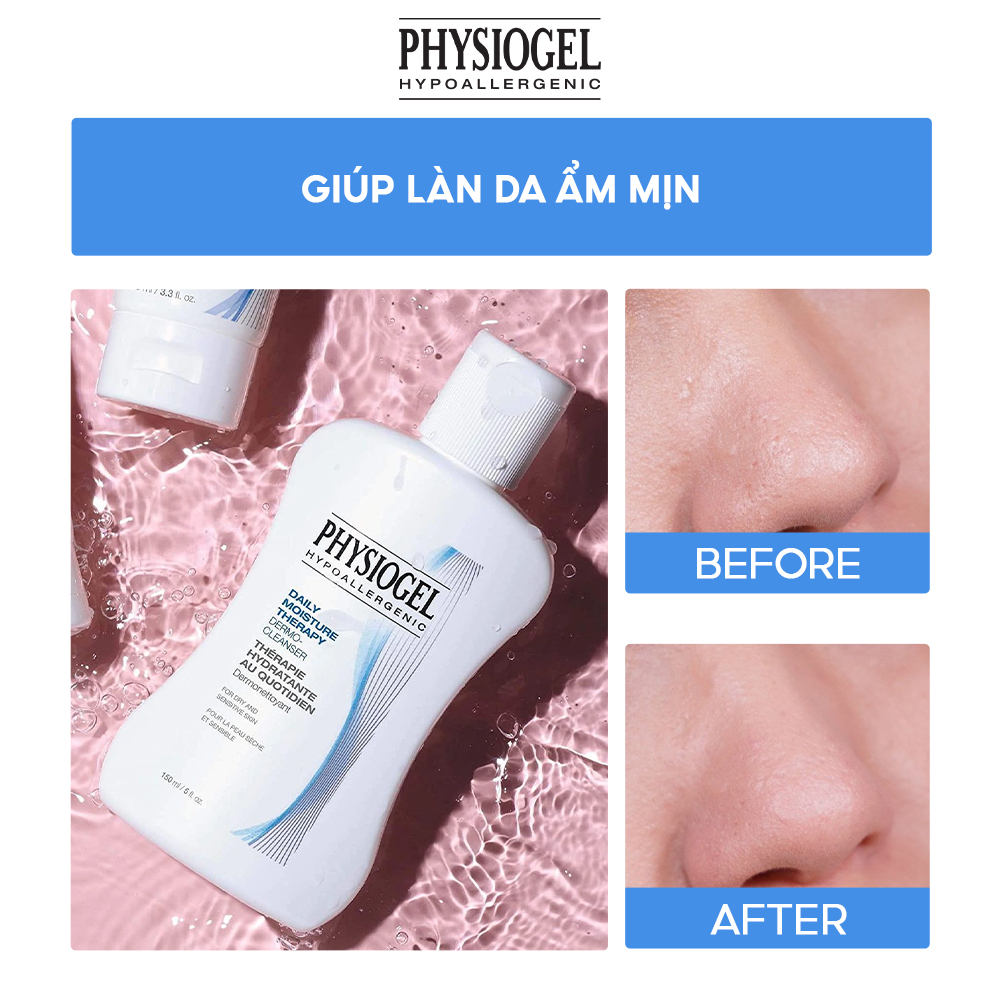 Sữa Rửa Mặt Physiogel Daily Moisture Therapy DERMO-CLEANSER Dành Cho Da Khô Và Nhạy Cảm 150ml & 500ml