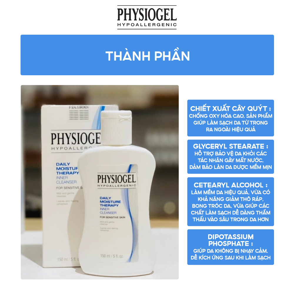 Sữa Rửa Mặt Physiogel Daily Moisture Therapy DERMO-CLEANSER Dành Cho Da Khô Và Nhạy Cảm 150ml & 500ml
