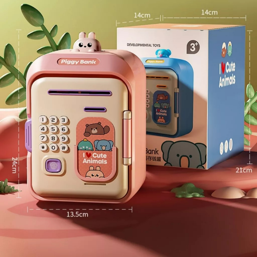Đồ chơi két sắt mini sử dụng mật khẩu, vân tay, đồ chơi két sắt tiết kiệm, máy ATM cho trẻ