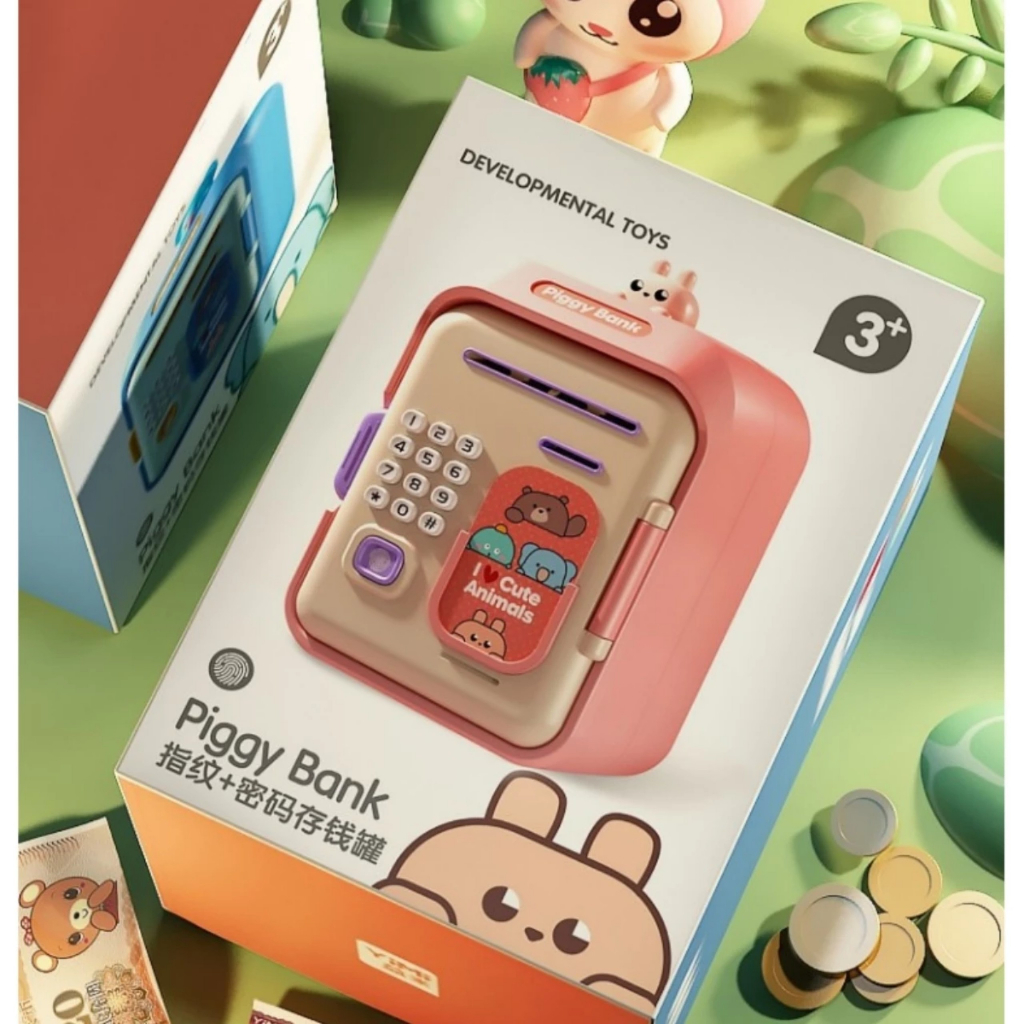 Đồ chơi két sắt mini sử dụng mật khẩu, vân tay, đồ chơi két sắt tiết kiệm, máy ATM cho trẻ