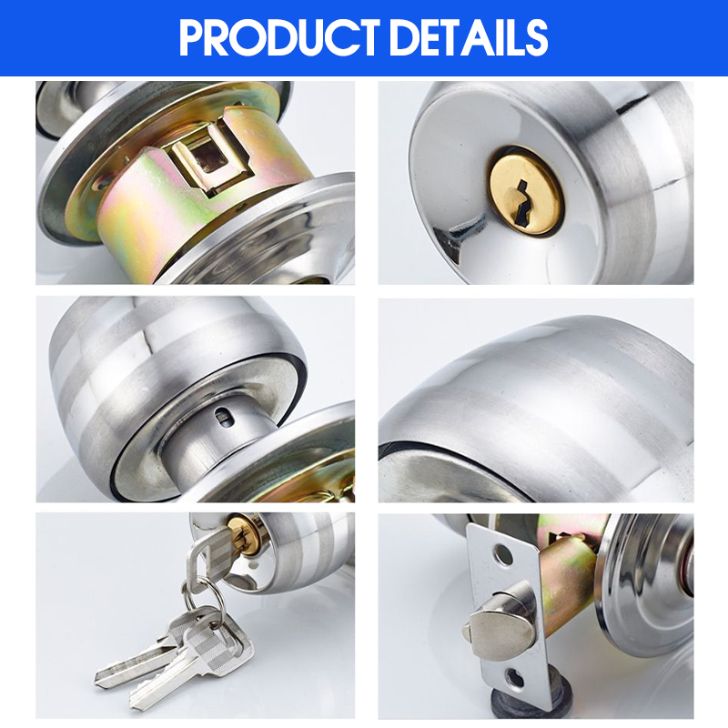 Ổ Khóa Cửa Tay Nắm Tròn Cao Cấp,Bộ Khóa Có Chìa Chuyên Khóa Cửa Phòng,Nhà Kho,Ổ Khoá Không Cần Chìa Cho Cửa Toilet