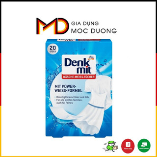 Giấy tẩy trắng quần áo DENKMIT hộp 20 tờ giữ màu trắng quần áo
