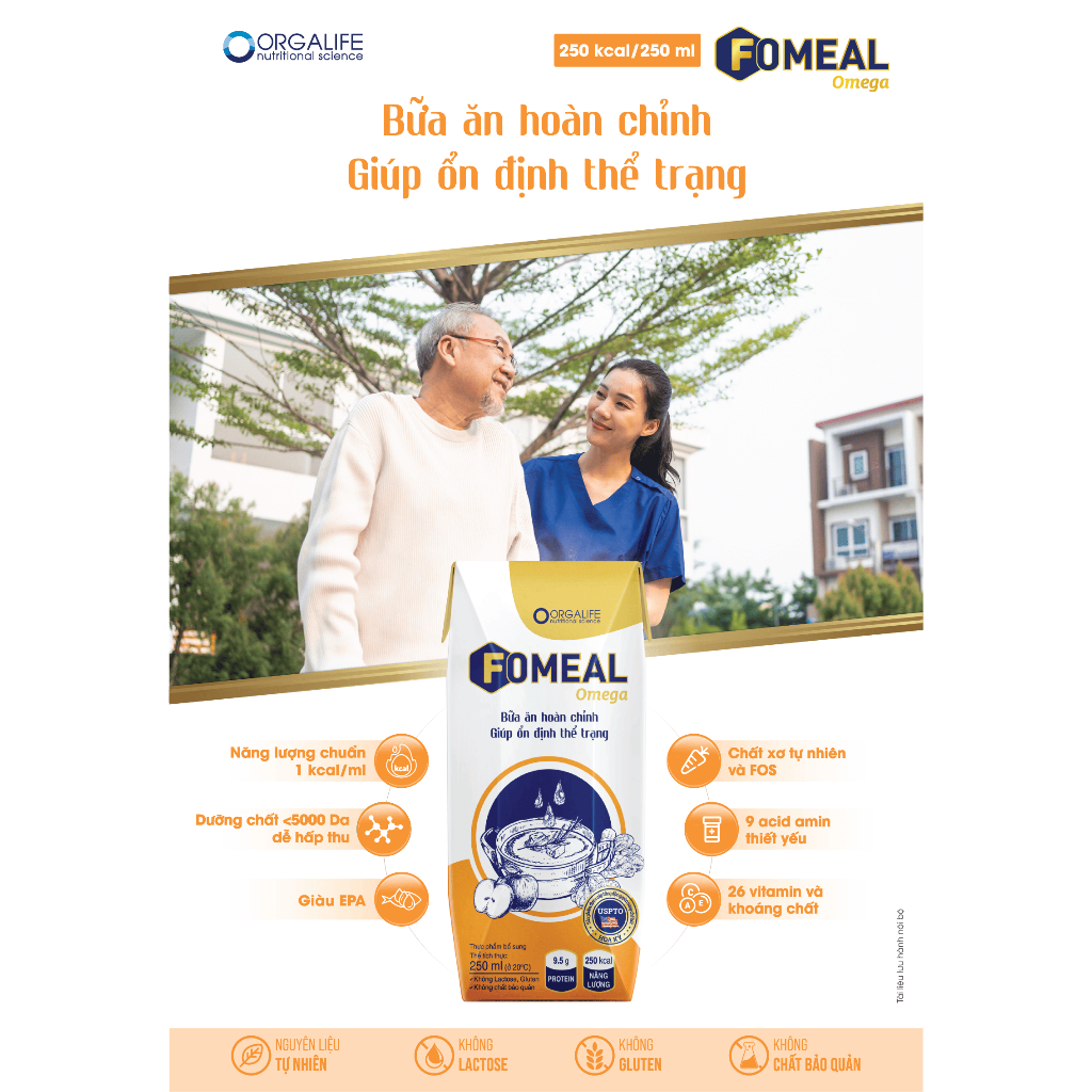 Soup uống dinh dưỡng thay thế bữa ăn, tăng cân, cao năng lượng, chóng suy mòn Fomeal Omega 30 hộp