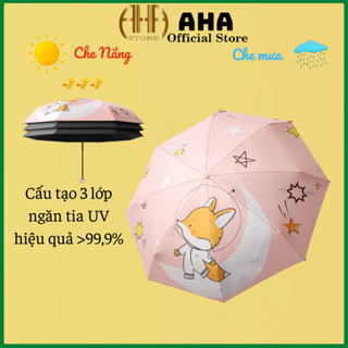 Ô Che Mưa 2 Lớp Gấp Gọn, Tự Động Bật Đóng Mở 2 Chiều In Hình Cute, Dù Che Nắng Cầm Tay