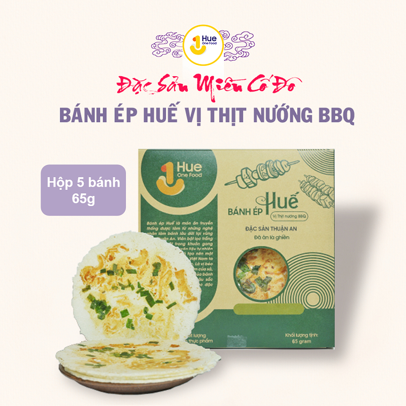 Bánh ép Huế vị thịt nướng BBQ truyền thống cỡ lớn hộp 65g (5 bánh)