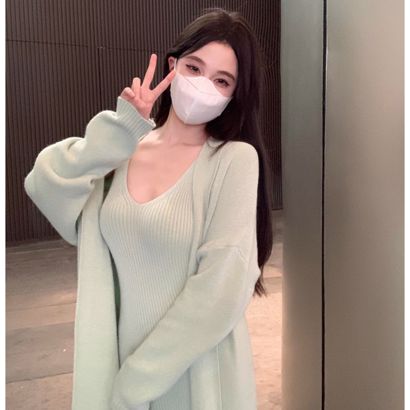 𝟮𝟮.𝗦𝘁𝘂𝗱𝗶𝗼𝗼 ~ Set váy len body nữ set váy len ôm body và áo cadigan dài cho nữ sang chảnh tiểu thư chất len mịn