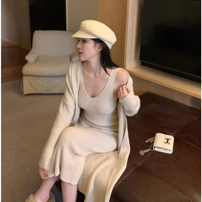 𝟮𝟮.𝗦𝘁𝘂𝗱𝗶𝗼𝗼 ~ Set váy len body nữ set váy len ôm body và áo cadigan dài cho nữ sang chảnh tiểu thư chất len mịn